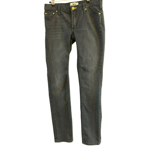 Acne Womens Kex Thunder Dark Blue Stretch Classic Slim Fit Jeans 30 x 32 Zipper - Picture 1 of 6